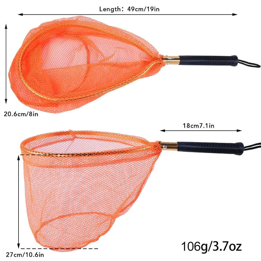 Fulljion3 Color Portable 49cm Mesh Soft Rubb Landing Net Trout Catch