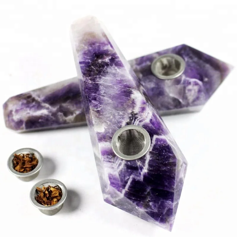 

wholesale natural quartz dream amethyst crystal smoking pipes gemstone smoking weed pipes, Purple