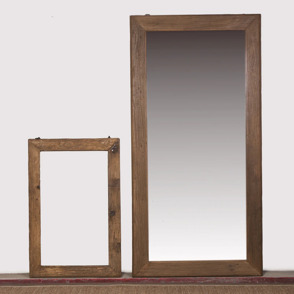 
simple vintage wooden frame glass dressing wall mirror 