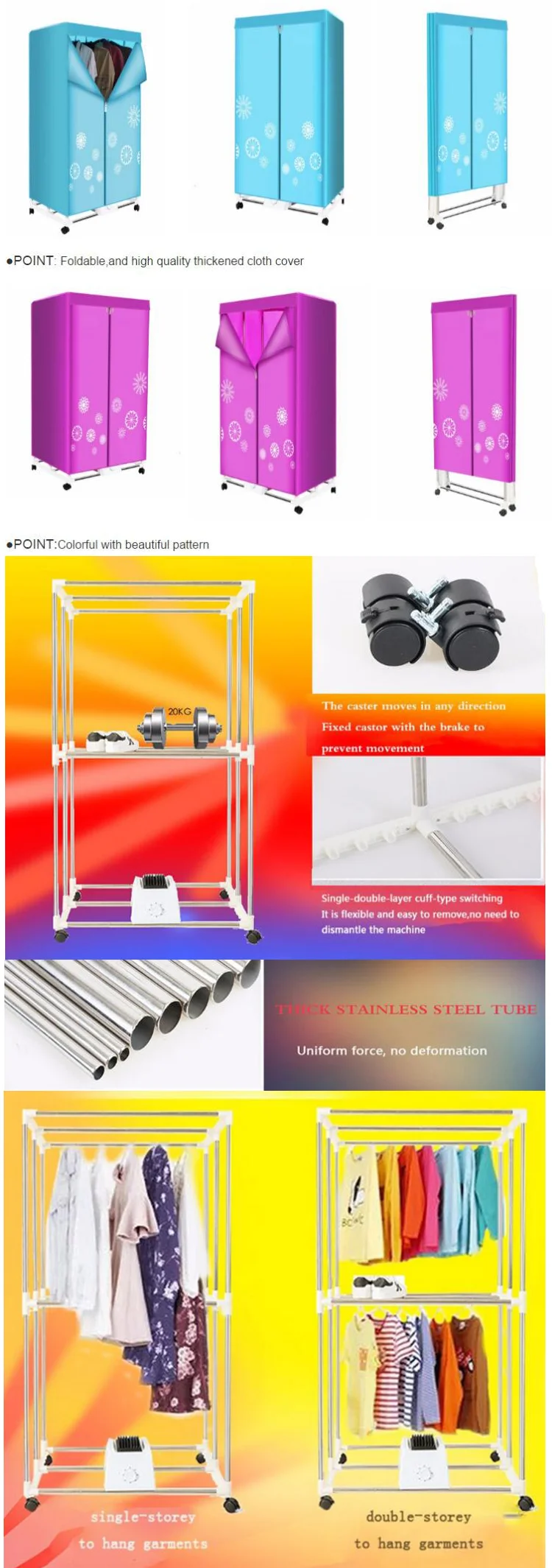 Multifunctional Hot Air Electric Portable Clothes Dryer