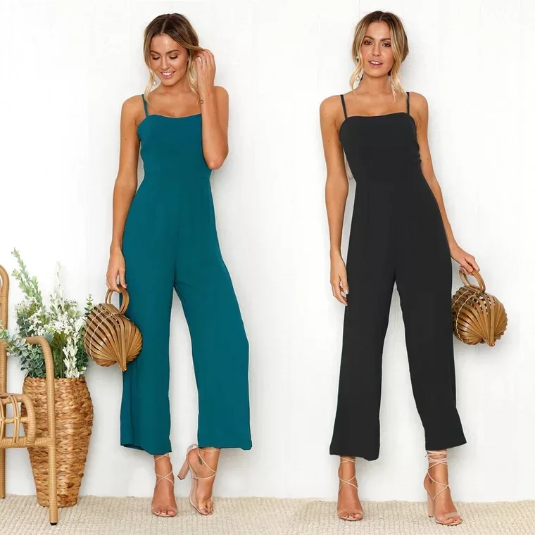 2018 Summer Sexy Women Off Shoulder Casual Jumpsuit Rompers spaghetti strap overall wide legs Bodycon Jumpsuits