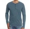 custom logo casual slim fit cotton shirt with button men's long sleeve henley t shirt