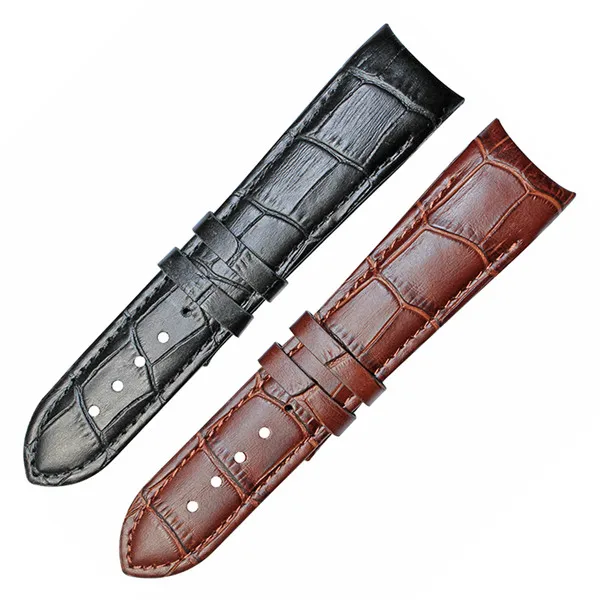

Genuine 2 pieces replacement leather strap curved, Black/brown...