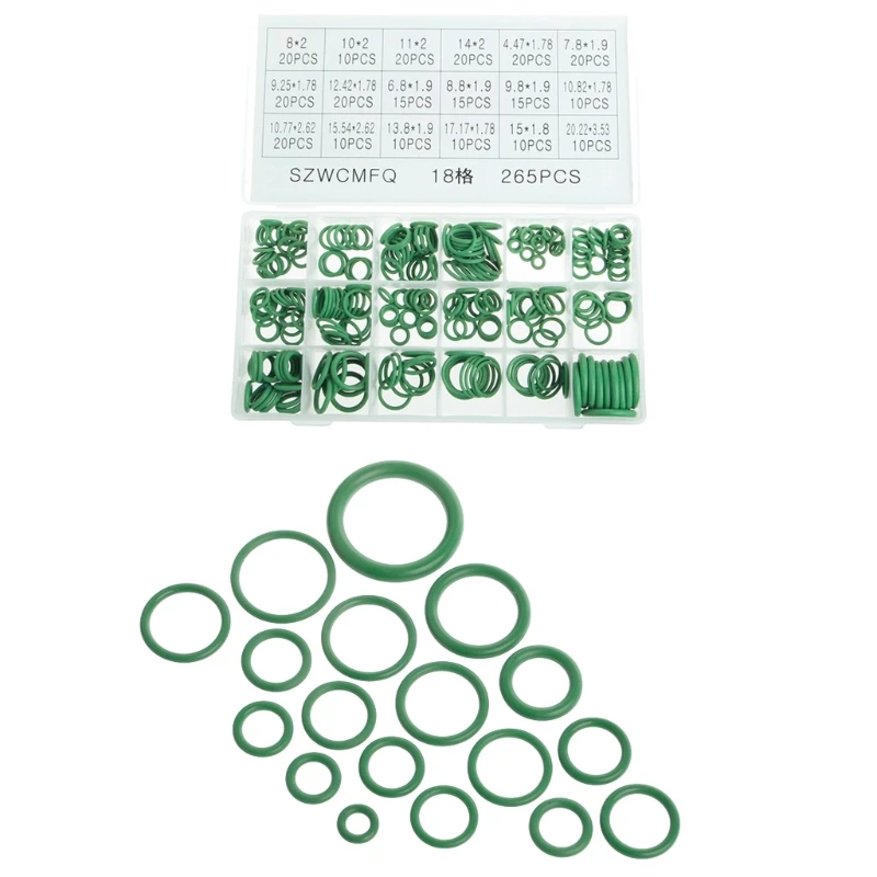 

Free Shipping New 265Pcs Car A/C R134a System Air Conditioning O Ring Seals Washer Assorted