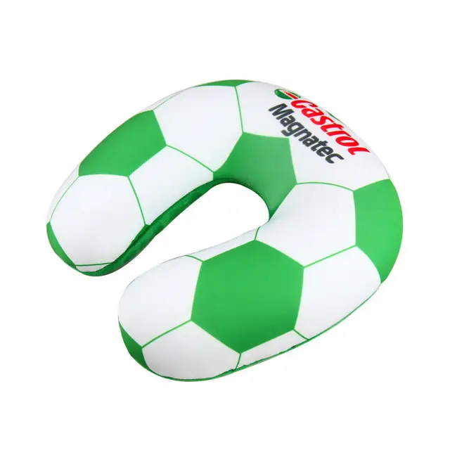Green Football Lycra And Plush U Shape Neck Pillow Travel Pillow