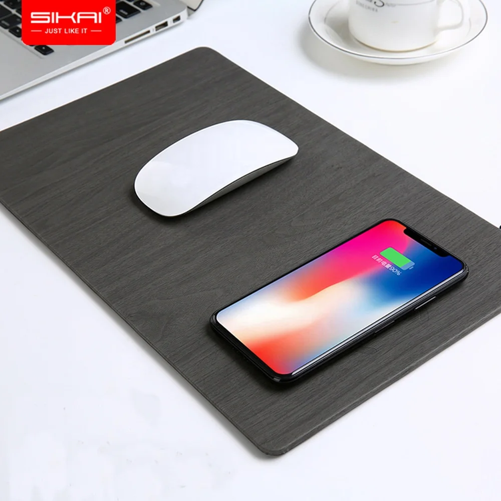 

Mouse Pad with Wireless Charger PU Leather 2 in 1 New QI fast charging 10W wireless Charger Mouse Pad for Samsung for iphone, Black / light mimic woodgrains / dark mimic woodgrains