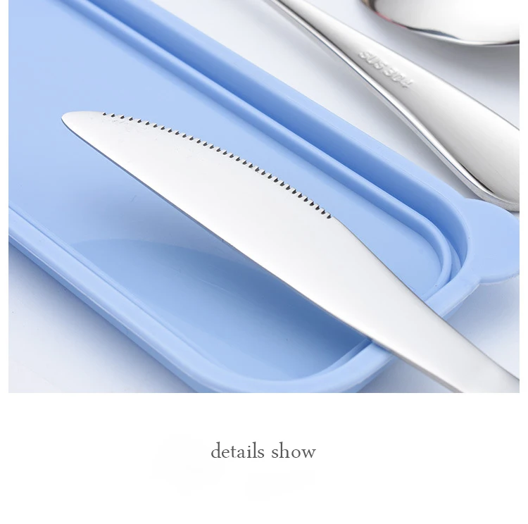 
304 Stainless steel dinner set tableware set portable travel cutlery set with wheat box 7pcs 