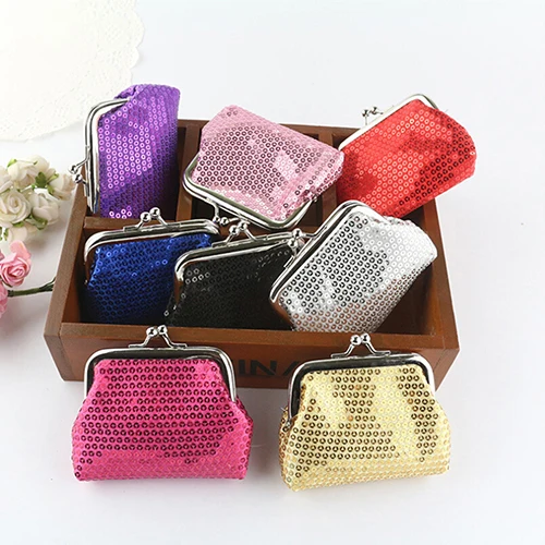 Women s Sequins Coin Purse Bling Bling Clutch Glittery Handy Buckle Mini Wallet 6B17