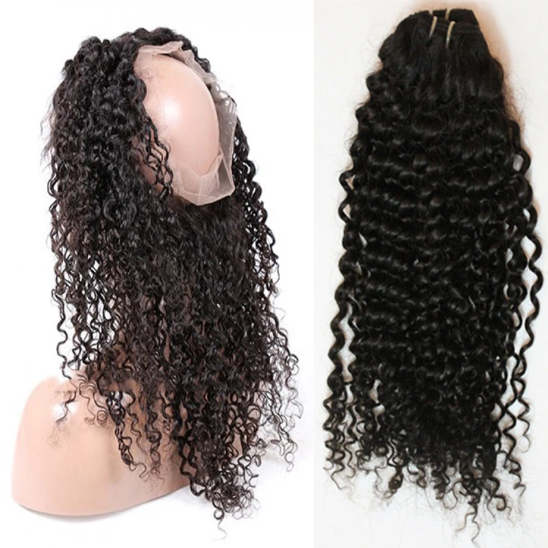 360 Lace Frontal Closure 7A Brazilian deep Wave Curly Pre Plucked Full Lace Frontal Closure With Adjustable Straps Bleach Knots