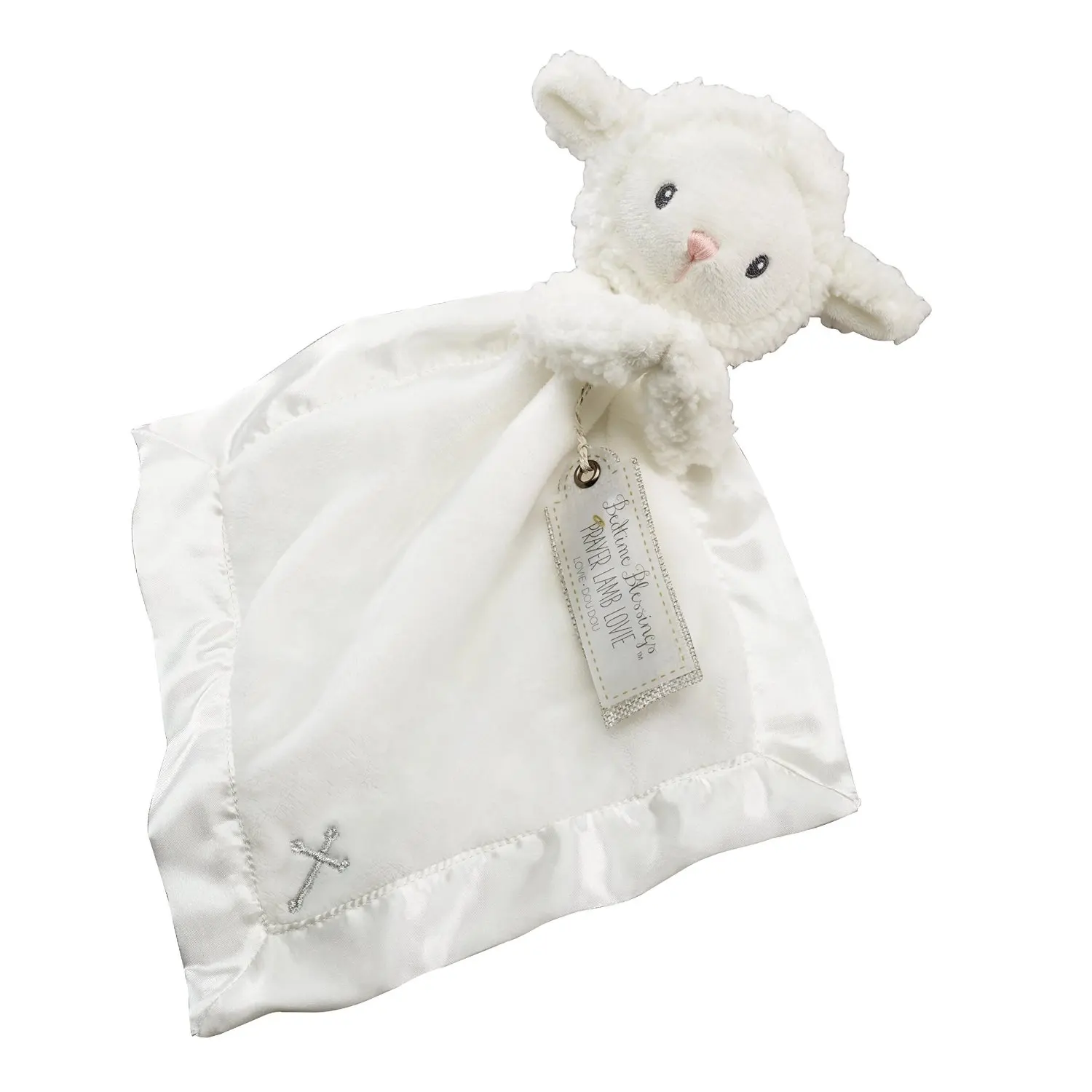 Lovey Baby Tag Minky Dot Blanket Bundle with Wubbanub Pacifier Scripture // God Bless Lamb
