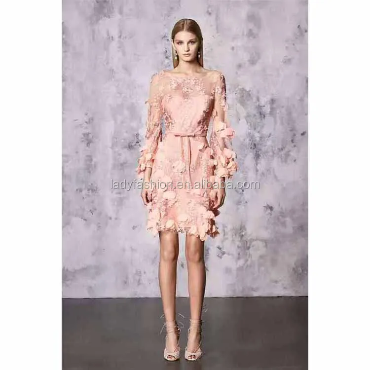 A2278 New Arrivals Vintage Beige Wedding Dress Long Sleeve Flower Applications Fashion Embroidered Lace Mature Women Dress