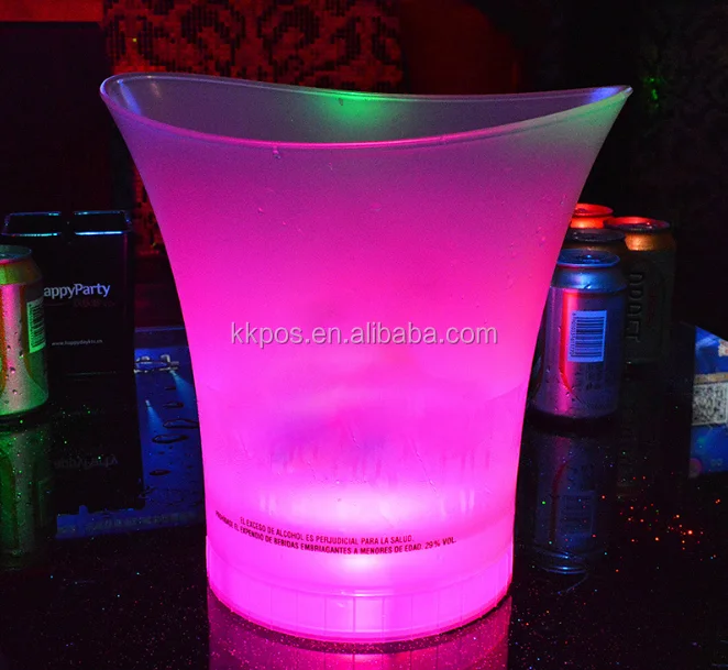 5l Colour Changing Ice Bucket Led Light Up Glowing Champagne Wine Drinks Cooler