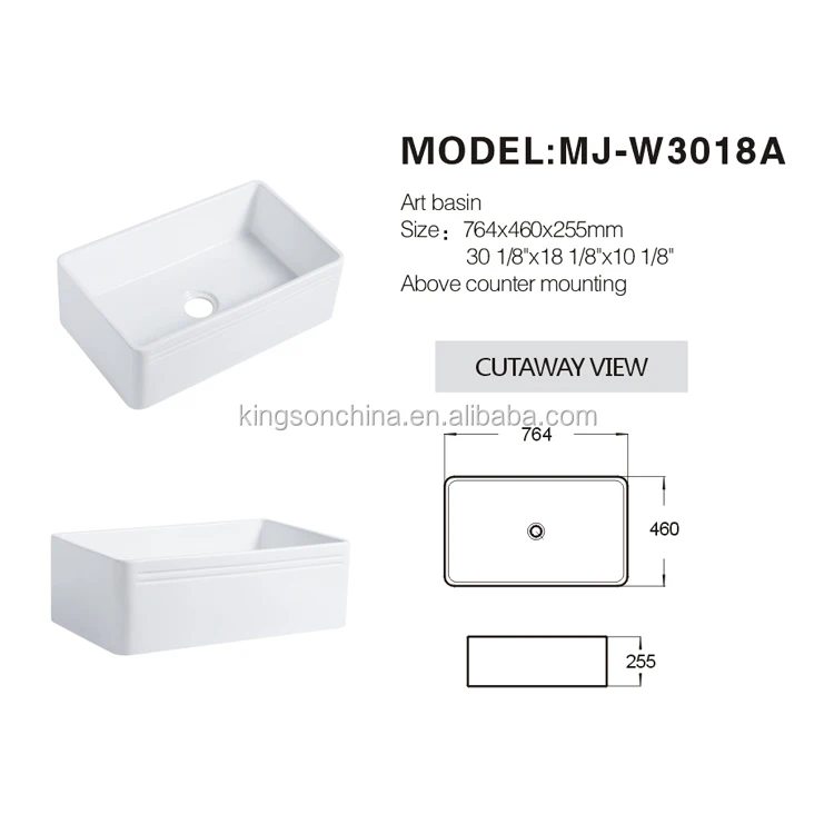 
White Ceramic kitchen Sink Finish ceramic single bowl Apron Kitchen Sink Farmhouse Kitchen Sink 