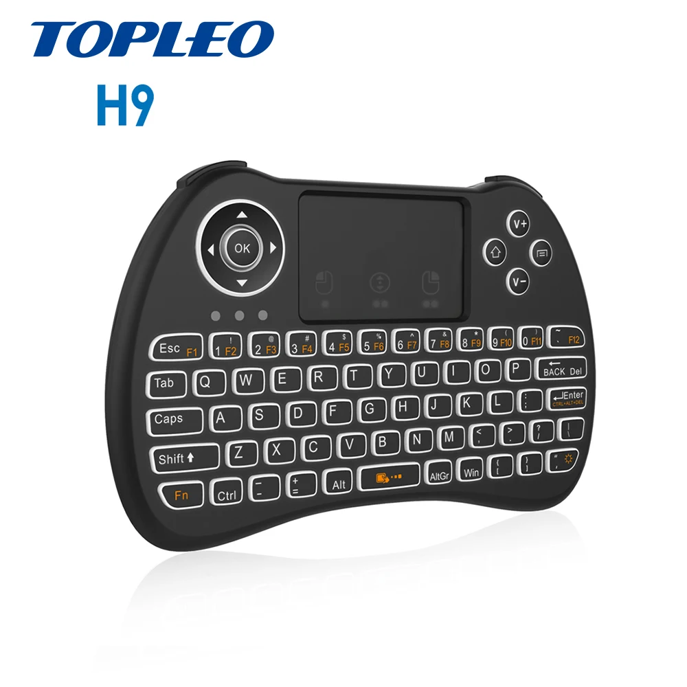 

mutil touch pad H9 mini wireless keyboard with backlight for Android TV Box, Black