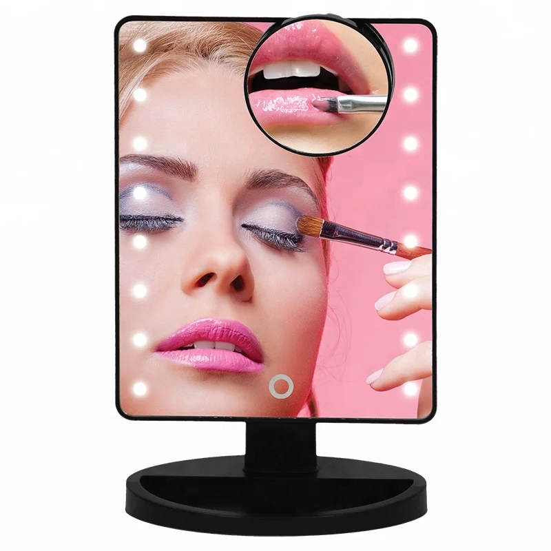 

cosmetic mirror led,16 LED Touch Light Illuminated Cosmetic Desktop Vanity Mirror with base, Customized pantone color