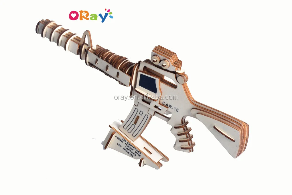 Educational 3d Wooden Puzzle Carbines Gun Diy Assemble Toy Model Jigsaw