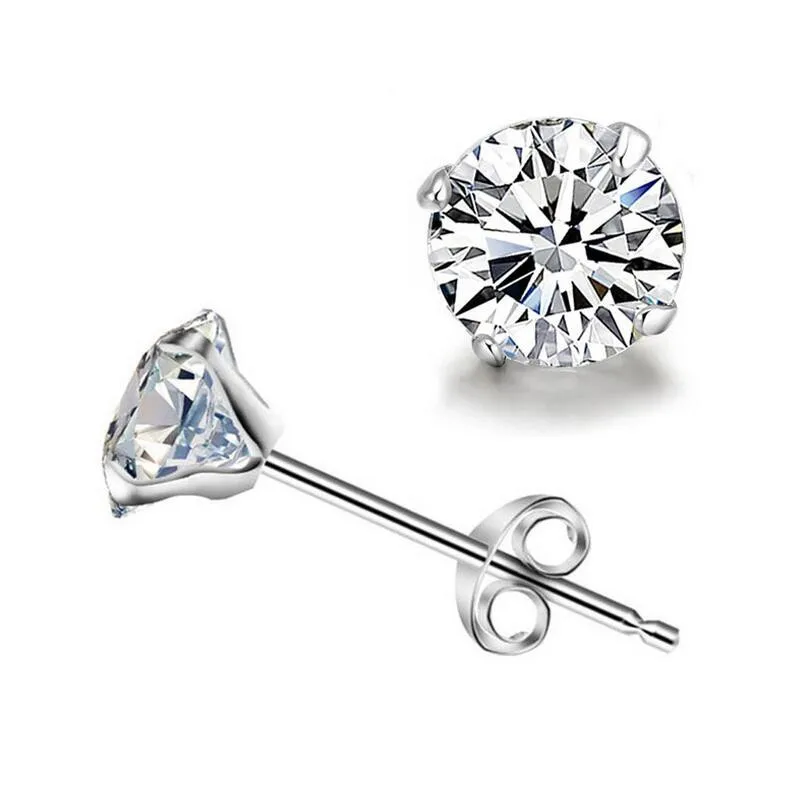 

Fine jewelry 100% 925 Sterling Silver four claws on crystal stud earrings Free shipping, N/a