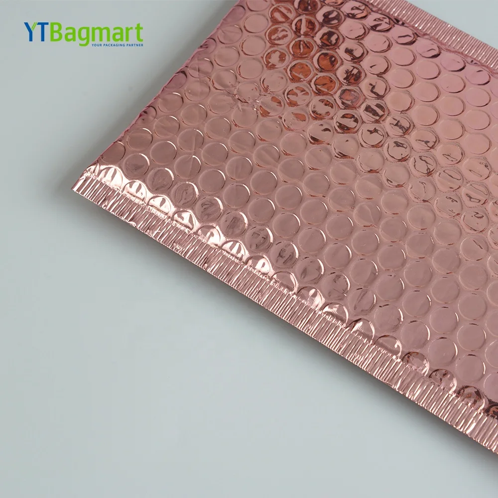 
YTBagmart Custom Shockproof Plastic Courier Shipping Packaging Rose Gold Bubble Mailer Bag 