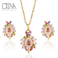 

DTINA Luxury Droplet Necklace Earrings Jewelry Set Girls Party Jewelry
