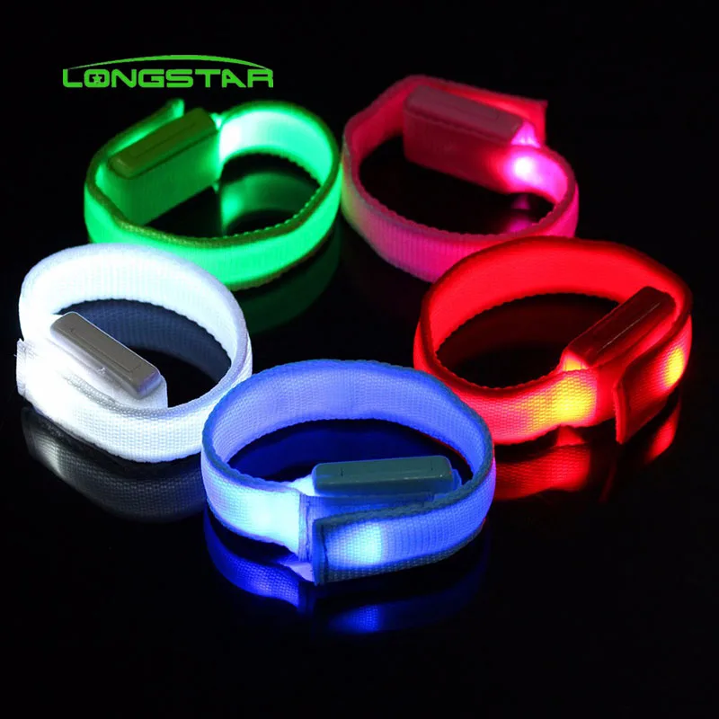 Custom Made Flashing Light up Glow Change Color Nylon Led Bracelet Wristband