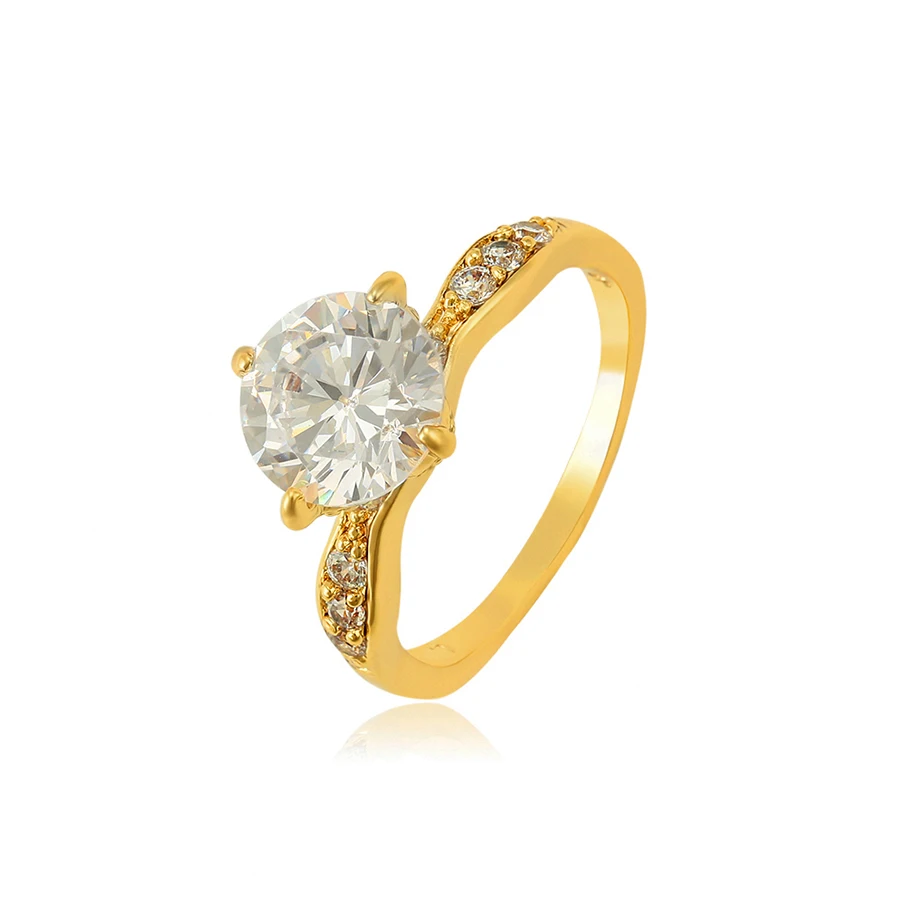 

15958 xuping elegant engagement wedding 24k gold diamond ring for bride or women