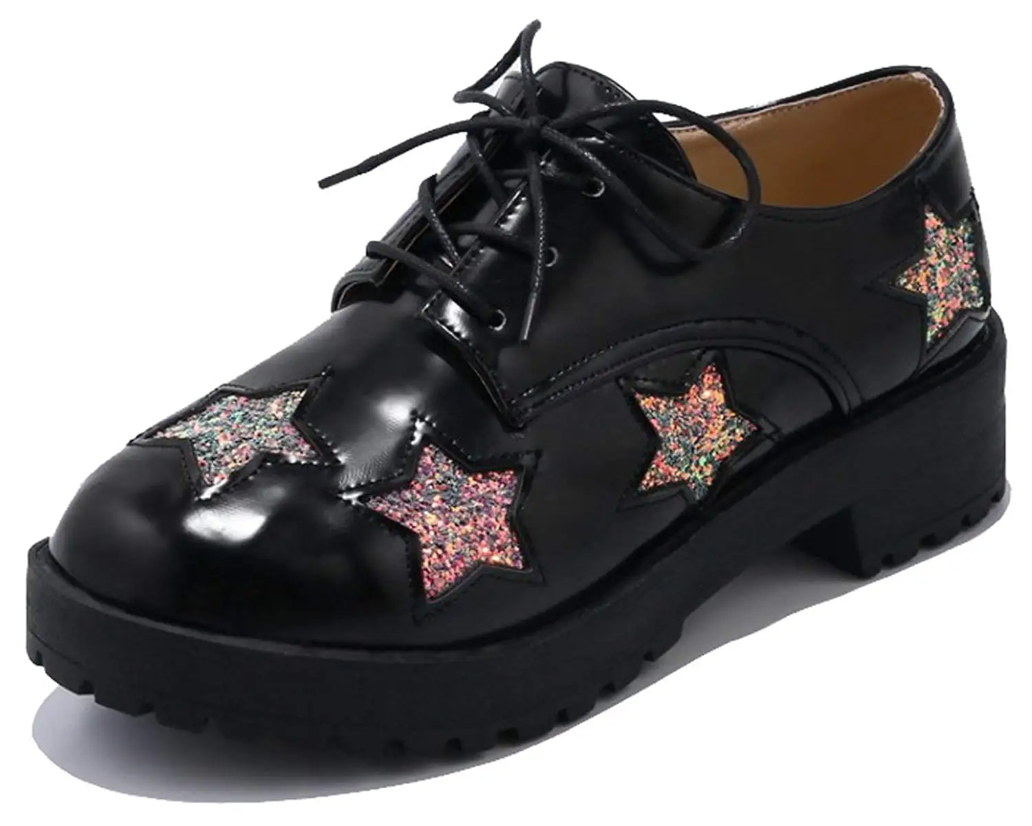 Buy HiEase Womens Glitter Stars Sequins Low Heels Oxfords Shoes Girls  School Uniform Dress Shoes Size 4-11 (4, Black) in Cheap Price on  Alibaba.com