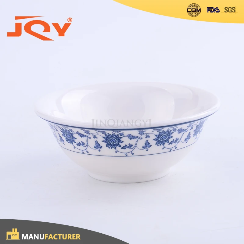 Restaurant Hotel Use Melamine Plastic Chinese Blue White Rice Bowls