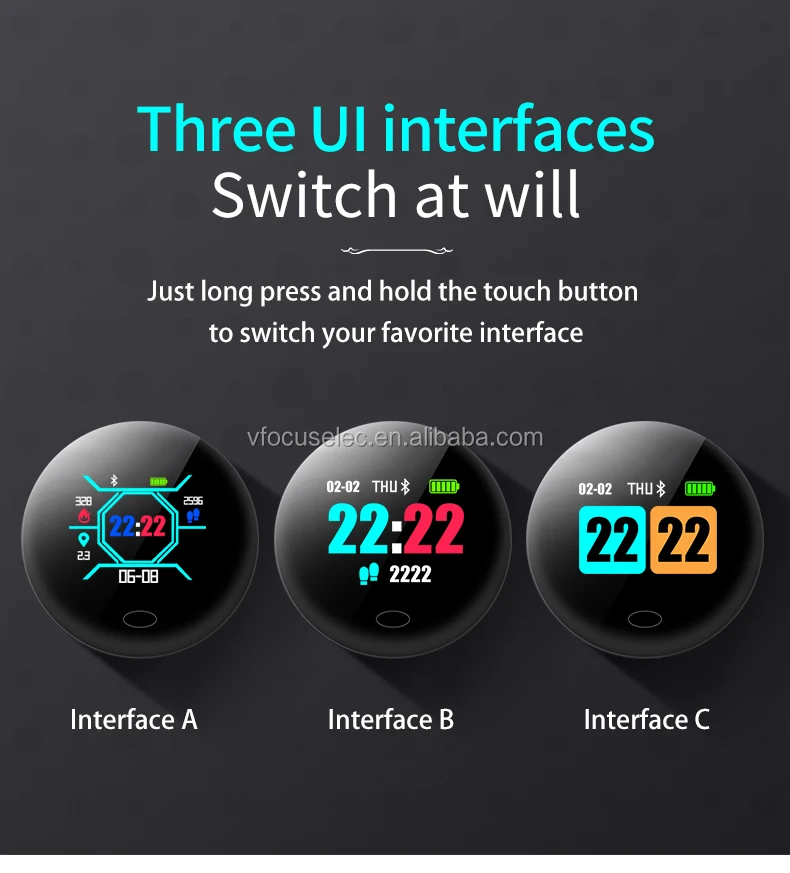 round screen smart band metal band 1inch oled smart wristband