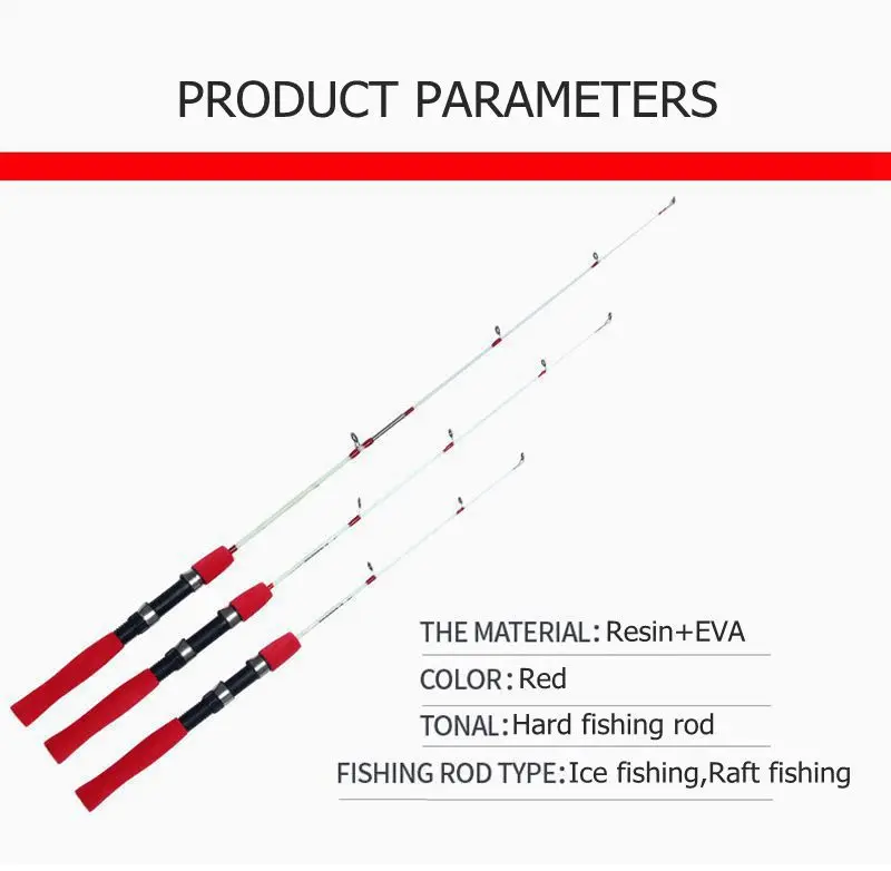 Peche Red Ice Fishing Rod Reel Combo Ultra Short Solid Winter Fishing
