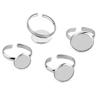 

No Fade Stainless Steel Adjustable Ring Settings Blank/Base,Fit 8mm 10mm Glass Cabochons,Buttons;Ring Bezels