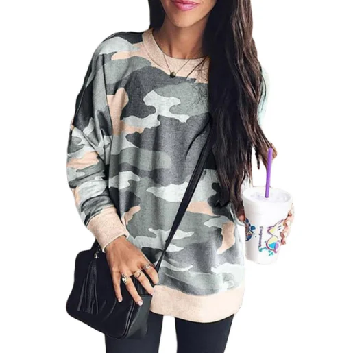 

High Quality Women's Clothing Camo Hoodies Sweatshirt