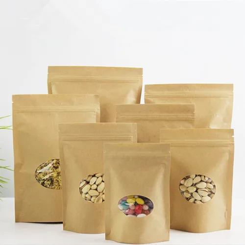 DHL Doypack 15*22cm Stand Up Brown Kraft Paper Bag W