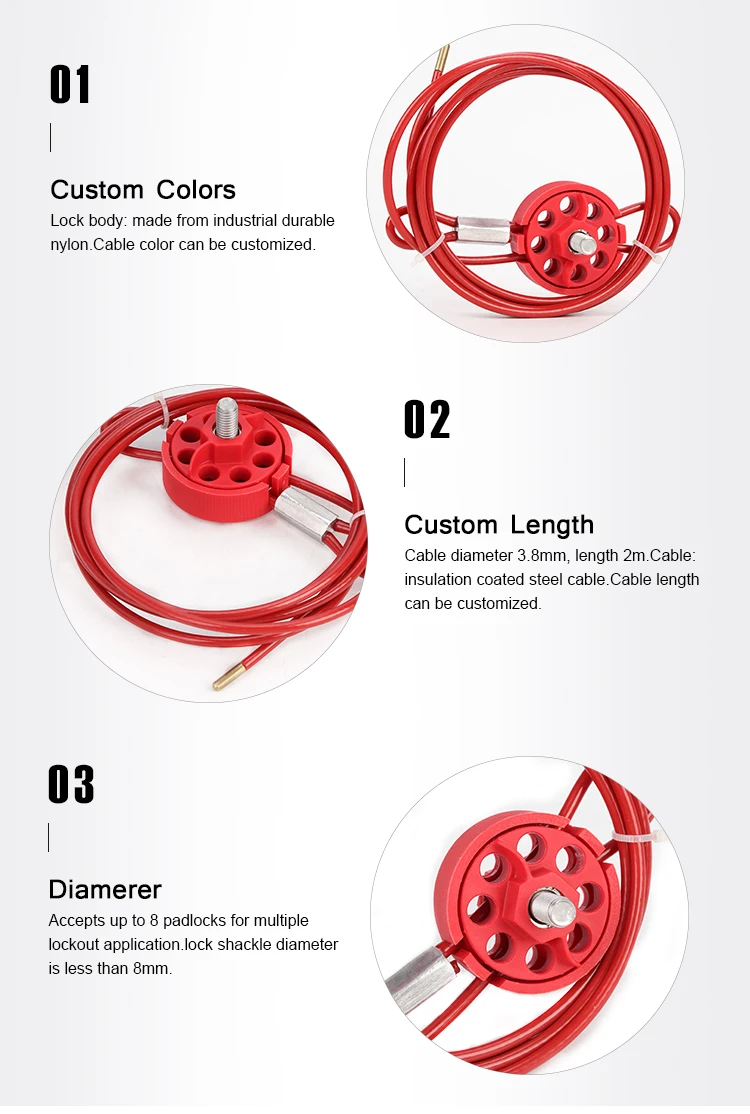 Adjustable Cable Lockout with cable dia. 3.8mm length 2m