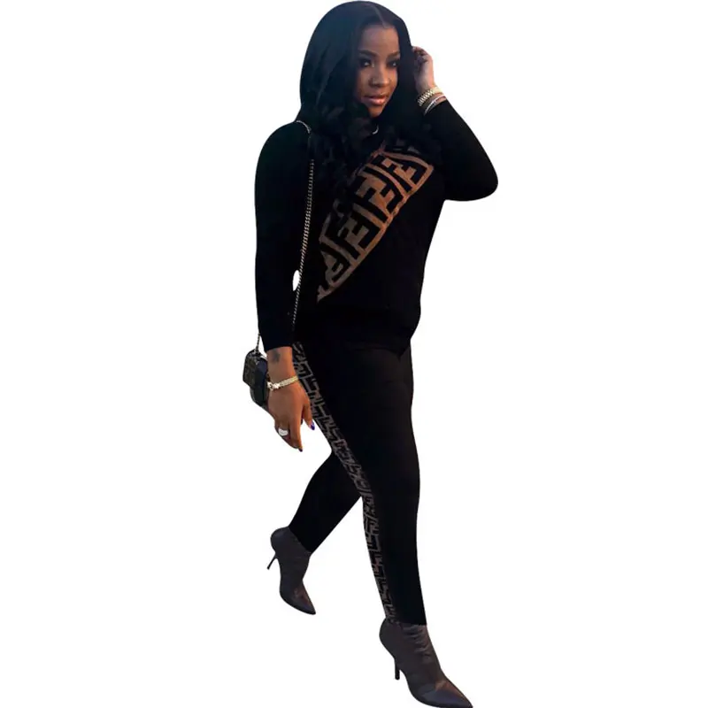 

Casual Letter Print Sports Two Piece Set, N/a