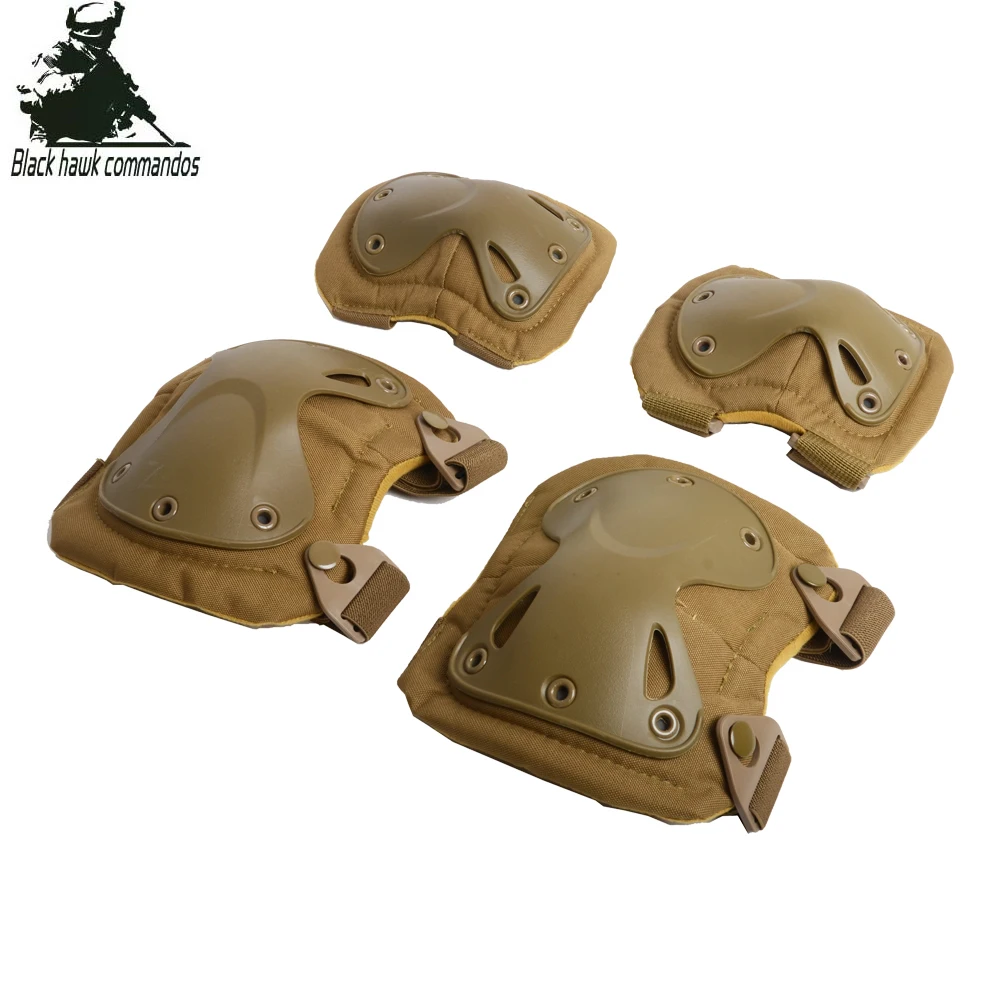 

Pack Of 4 Tactical Combat Knee & Elbow Protective Pads Guard Camouflage, Black, khaki,sand,acu,cp, army green, woodland camo