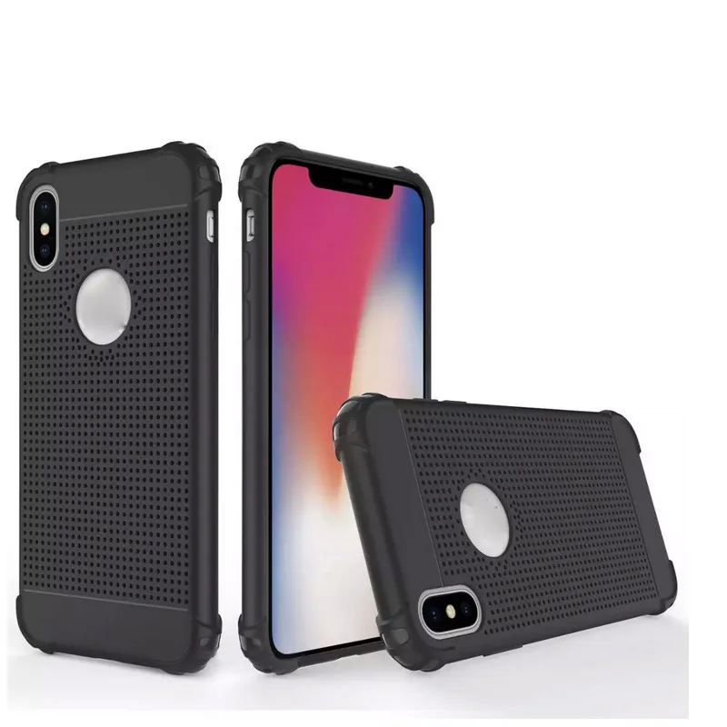 New design mesh heat dissipation back cover tpu phone case for iphone x 8 8 plus
