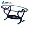 LS-1124 Oval glass top coffee table super lacquer coffee table tempered glass dining table