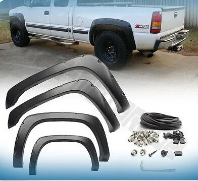 4 Piece Front /& Rear Factory OE Style Smooth Fender Flares Matte Black Paintable