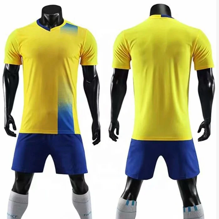 

Yellow blue stripe training jersey adult youth design soccer wear cheap sports jersey factory, White blue yellow red