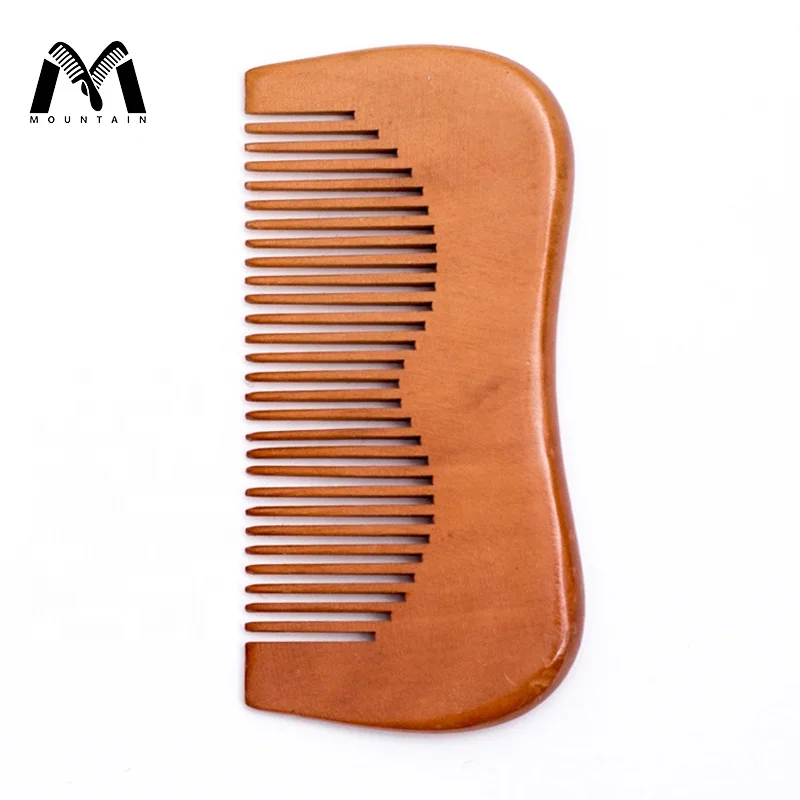 

Custom Wholesale Eco-Friendly Portable Logo Peachwood Wood Beard Brush Comb