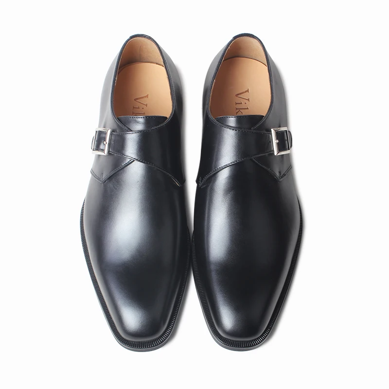 

Vikeduo Hand Made A Definitive Guide New Futuristic Latest Collection Popular Men's Monk Strap Shoes, Black