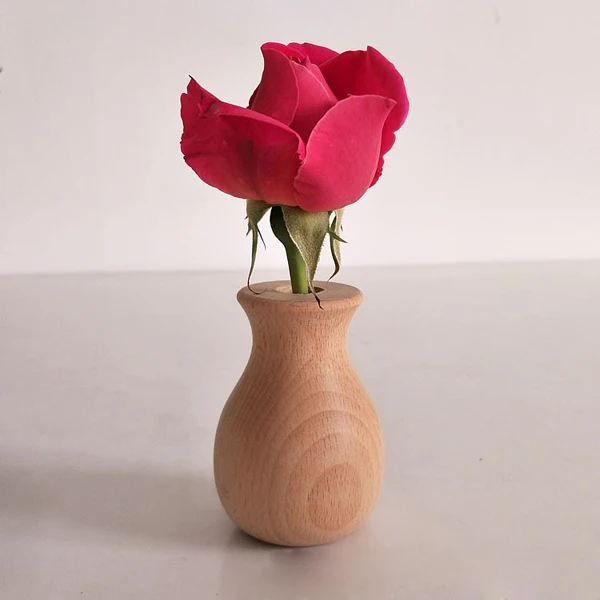 

Mini beech vase table flower vase genuine wooden, decorative vase