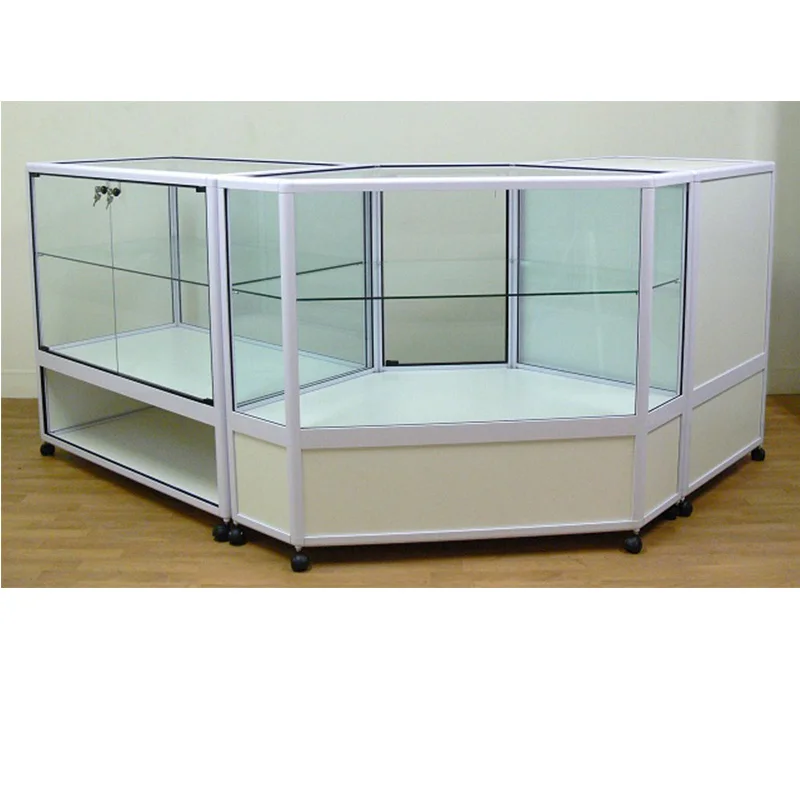 Retail Glass Shelf Product Display Shop Counter Showcase Lockable Cabinet Unit Black K1200 
