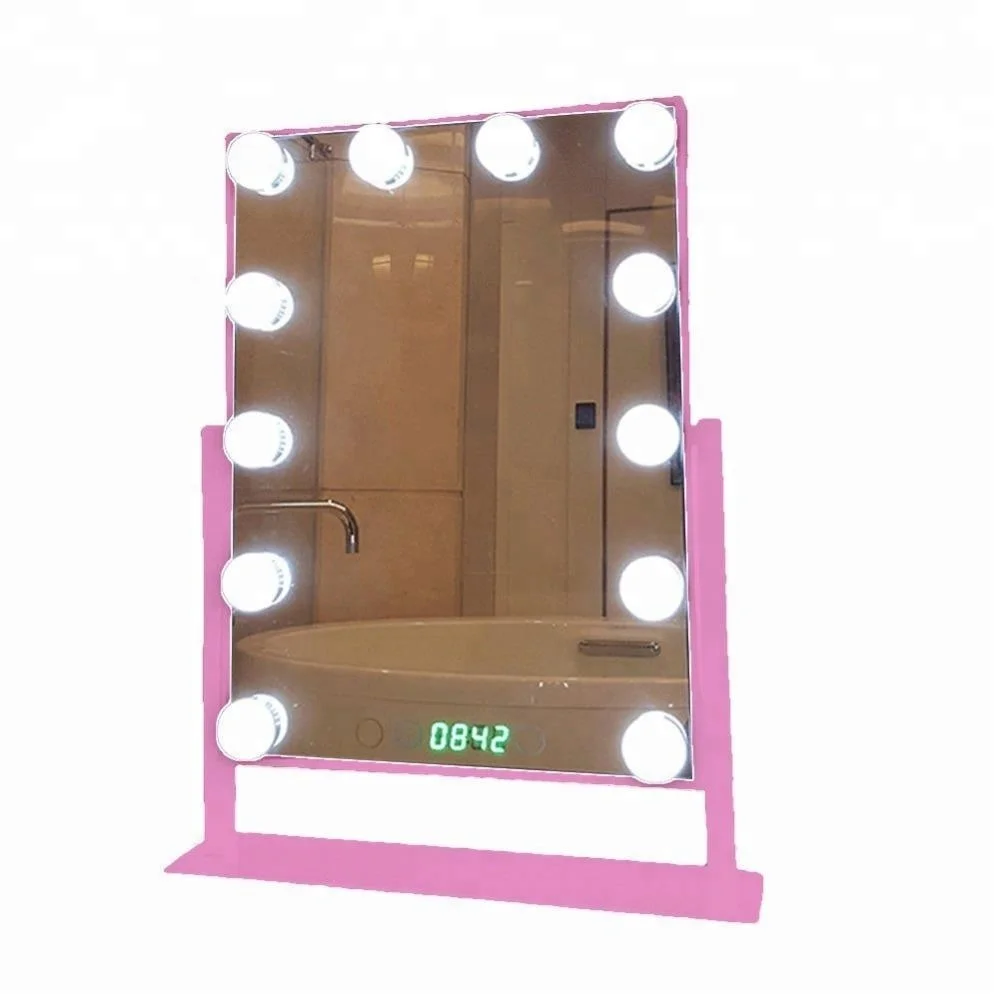 

Professional Decorative Cosmetic Hollywood lighted makeup mirror with led light valentine gift stand vanity mirror, Black/gold/silver/bungundy/customized color