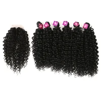 

Hot new products synthetic curly weave bundle hair with lace closure brazilian supplier