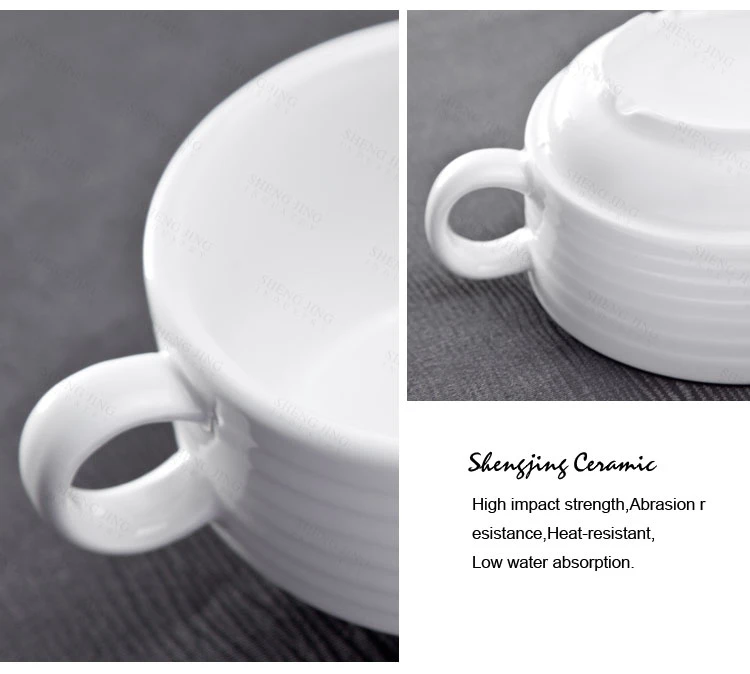 Bulk 7oz Porcelain Corn Soup Cup 200cc Ceramic Soup Bowl With Two