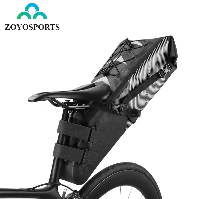 

ZOYOSPORTS Wholesale 8-10L Big capacity 600D nylon Waterproof TPU MTB Road Bike Cycling Seatpost Rear Bag for Bicycle, Black