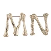 Metal Gold Plated MN Alphabet English Letters Initial Brooch Scarf Buckle Pin