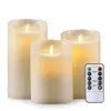 Set of 3 Realistic Flameless Candles Dancing Flame LED Candle With Remote Control