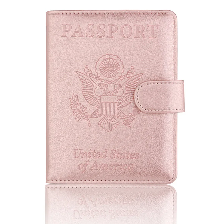 

2019 PU Leather Passport Holder RFID Blocking Credit Card Passport Ticket Money Travel Holder for United States of America